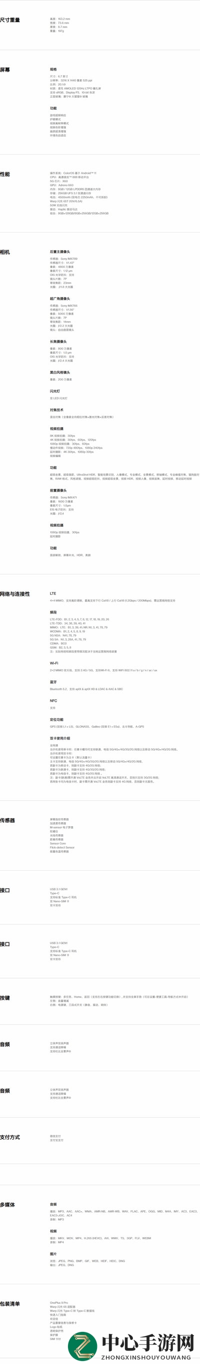 一加9Pro参数配置介绍